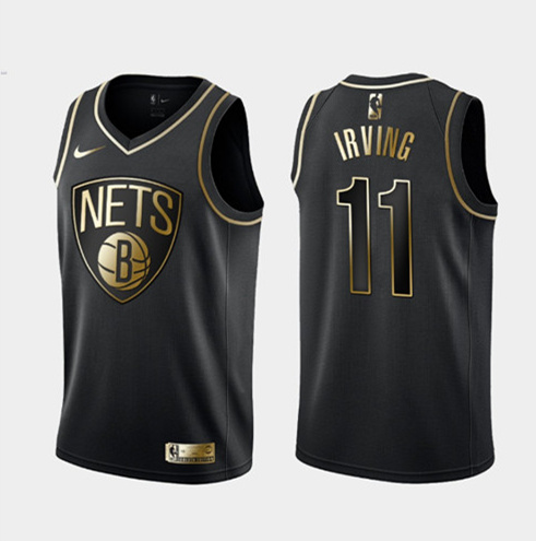 Men's Brooklyn Nets #11 Kyrie Irving Black NBA 2019 Golden Edition Stitched Jersey